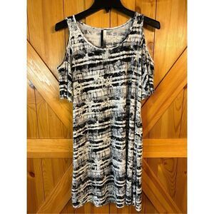 Kensie cold shoulder dress size small gray black white (0949)￼